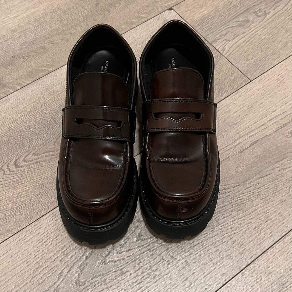 Vagabond Everyday Chunky Platform Loafers Dark Brown Leather Size 39 Size 8.5
